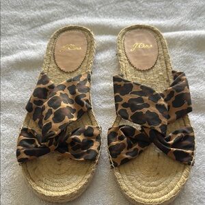 J. Crew New Brown and Black Espadrille Bow Slip-Ons